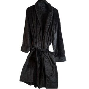 DANIEL BUCHLER Mens  Grey Herringbone Long Plush Robe M/L SUPER SOFT